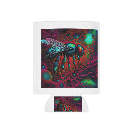 Psychedelic Bee Can Cooler – Neon Insect Drink Koozie