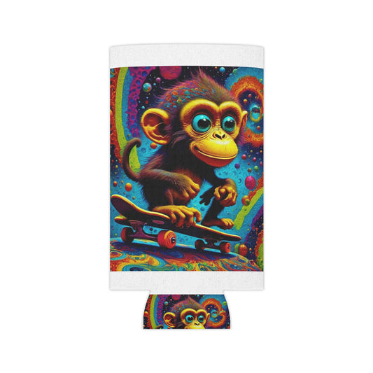 Can Cooler — Psychedelic Skateboarding Monkey Neoprene Beer Koozie