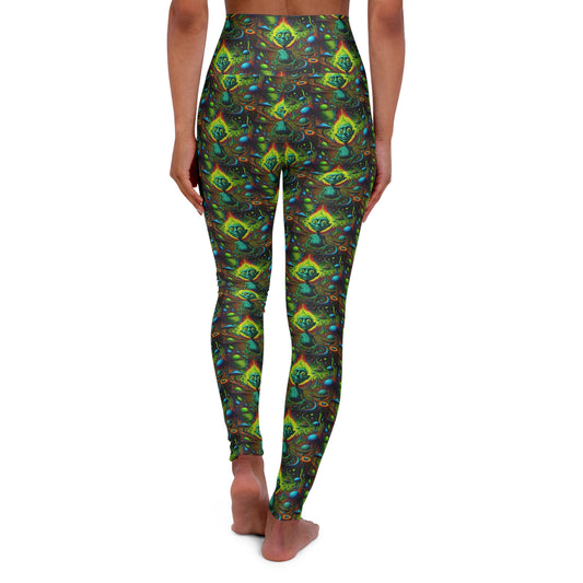 Green Alien High-Waisted Yoga Leggings