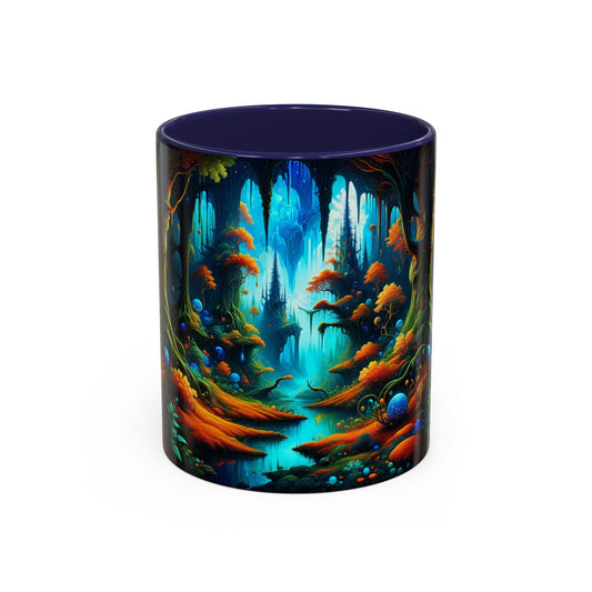 Fantasy Forest Coffee Mug - Vibrant Enchanted Landscape Accent Mug