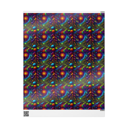 Psychedelic Galaxy Wrapping Paper — Vibrant Neon Abstract Gift Wrap