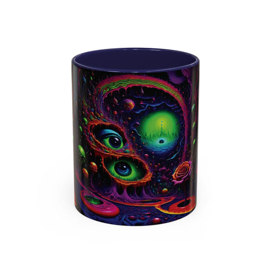 Psychedelic Cosmic Eyes Coffee Mug – Neon Space Art Accent 11/15oz