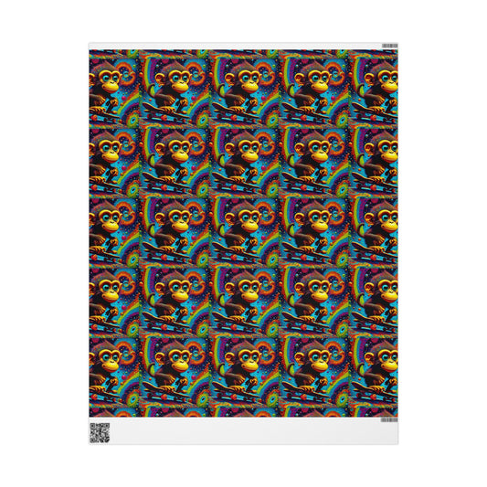 Wrapping Paper — Colorful Psychedelic Monkey Pattern Gift Wrap
