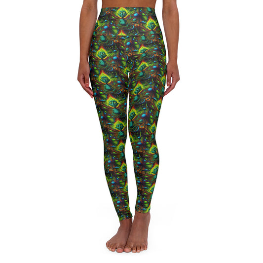 Green Alien High-Waisted Yoga Leggings