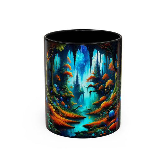 Fantasy Forest Coffee Mug - Vibrant Enchanted Landscape Accent Mug