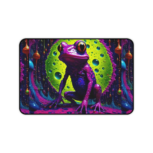 Psychedelic Frog Desk Mat — Neon Fantasy Gaming Mouse Pad