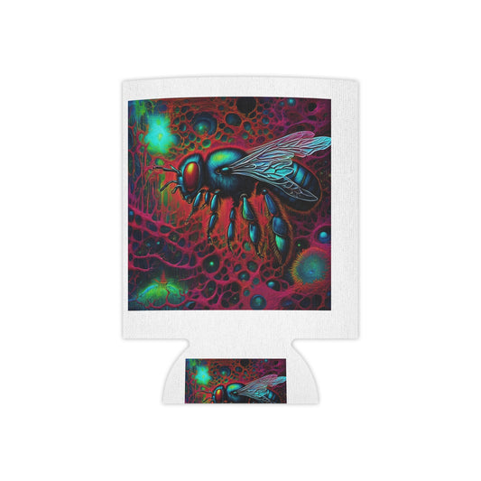 Psychedelic Bee Can Cooler – Neon Insect Drink Koozie