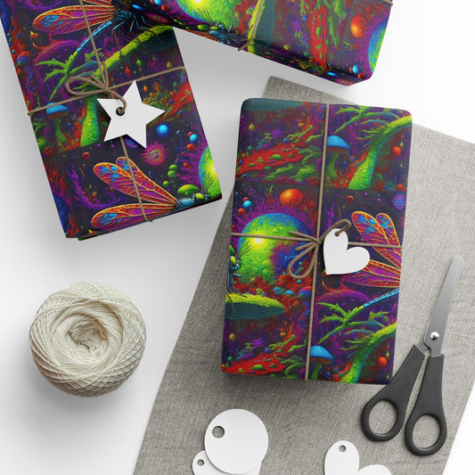 Wrapping Paper — Psychedelic Neon Galaxy Pattern