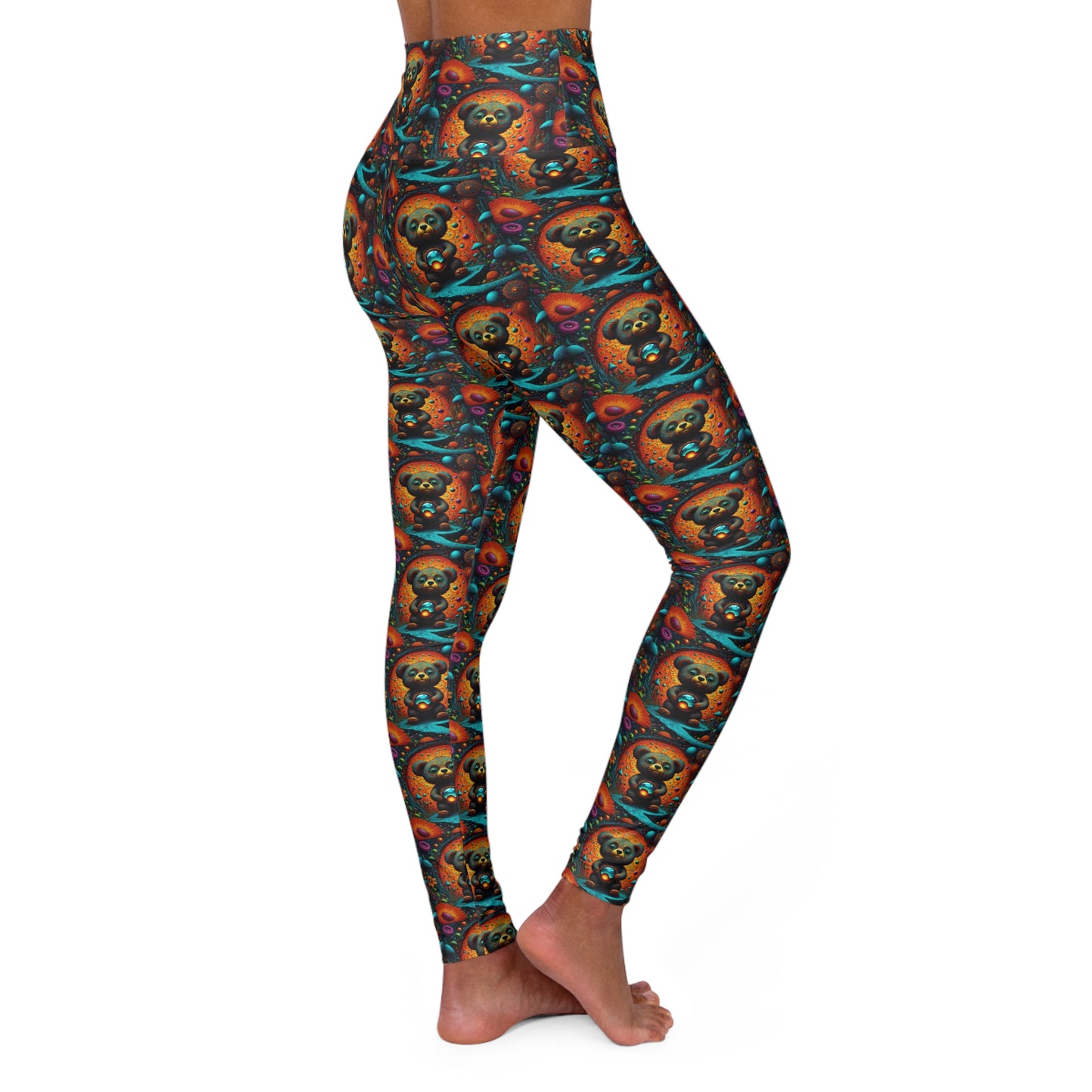 Galaxy Sloth High-Waisted Yoga Leggings — Cosmic Bear Print for Yoga & Casual Wear