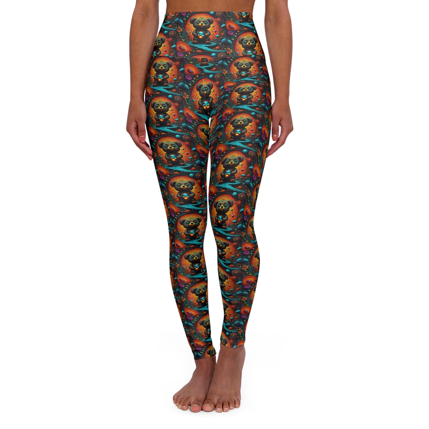 Galaxy Sloth High-Waisted Yoga Leggings — Cosmic Bear Print for Yoga & Casual Wear