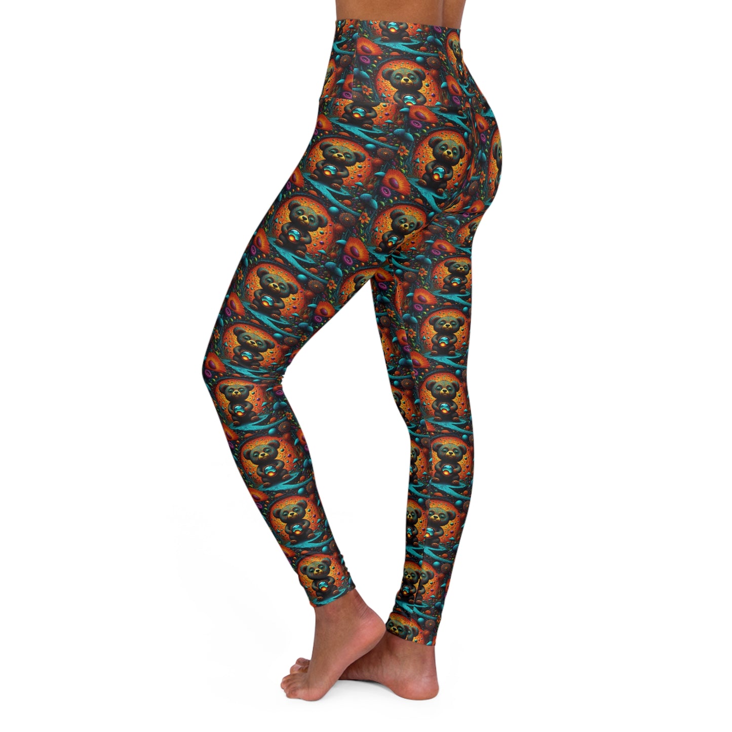 Galaxy Sloth High-Waisted Yoga Leggings — Cosmic Bear Print for Yoga & Casual Wear