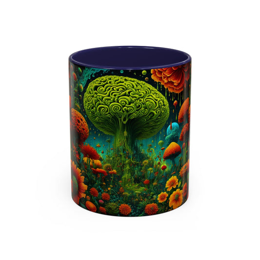 Psychedelic Mushroom Garden Coffee Mug — Vibrant Brain-Tree Fantasy Accent Mug (11/15oz)